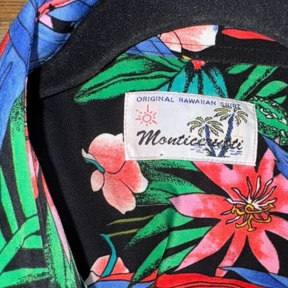 Men’s Vintage Original Hawaiian Shirt by Monticerutti Tropical Parrot Print sz M - Picture 11 of 11